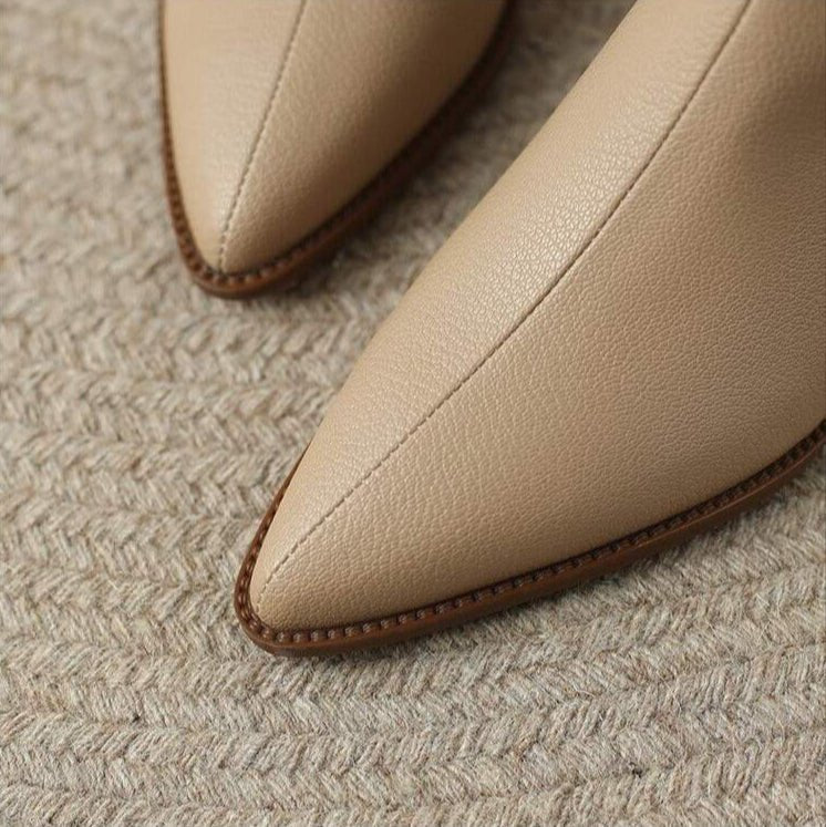 Women's V-Cut Leather Boots | Pointed Toe Ankle Alternate