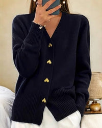 Women's V Neck Knit Cardigan Sweater | Merino Button-Up Back
