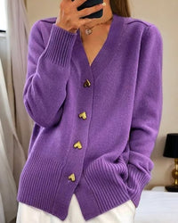 Women's V Neck Knit Cardigan Sweater | Merino Button-Up Detail