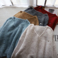 Women's V-Neck Softness Sweater | Boxy Fit Knit Front