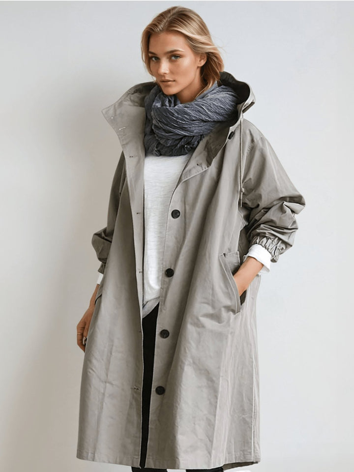 Women's Water-Repellent Trench Coat | Asymmetric Hem Detail