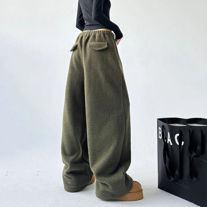 Women's Wide Leg Sweatpants | Oversized Fleece Lounge Close Up