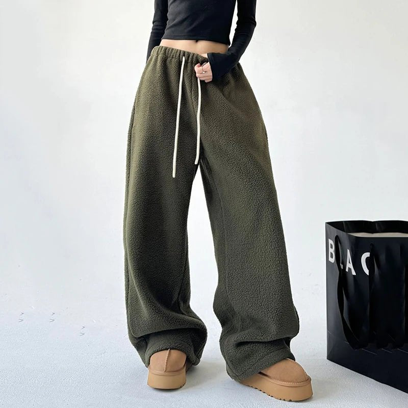 Women's Wide Leg Sweatpants | Oversized Fleece Lounge Side