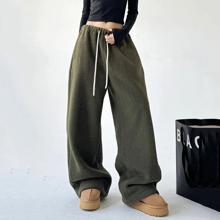 Women's Wide Leg Sweatpants | Oversized Fleece Lounge Side