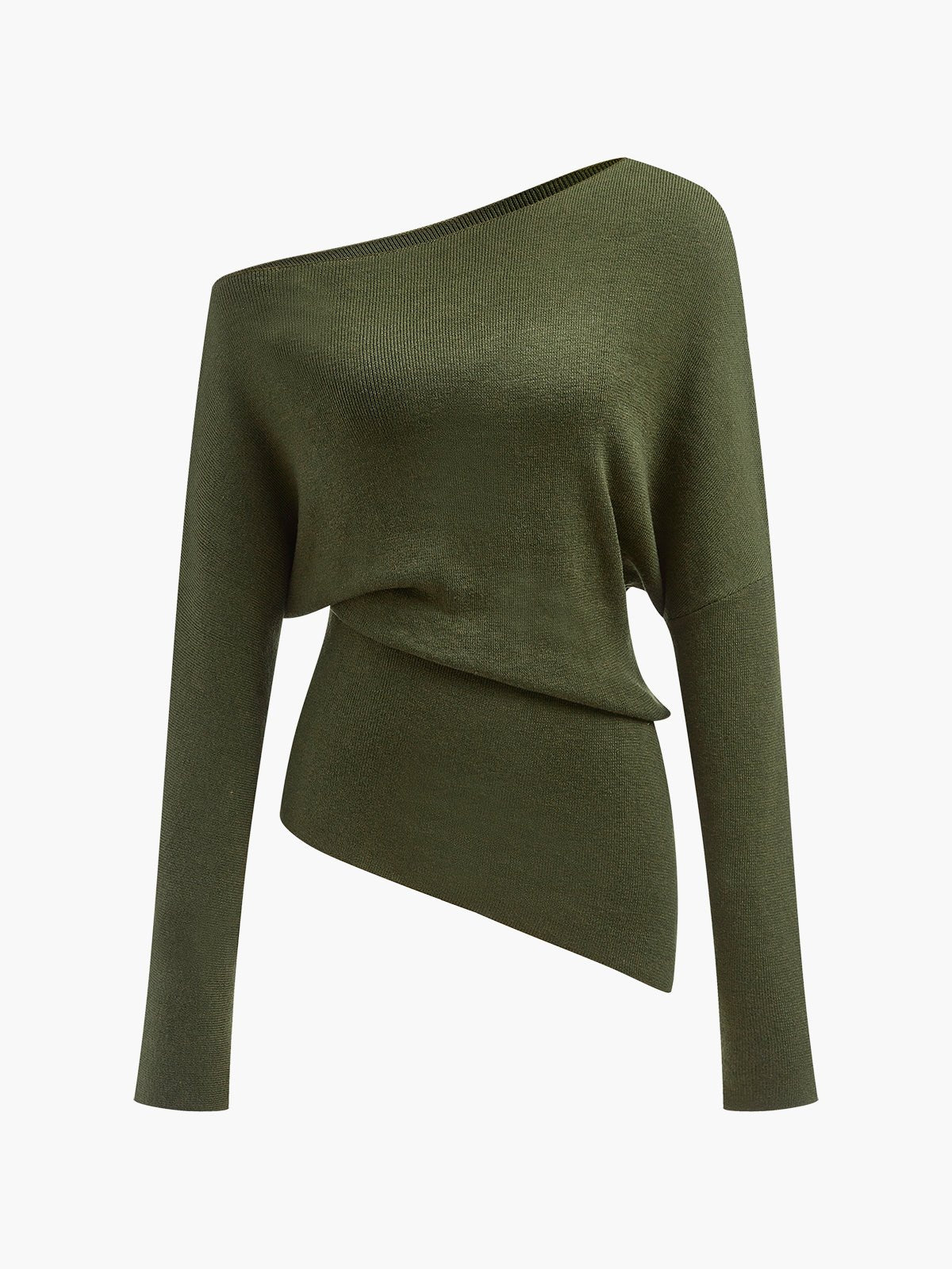 Women's Wool Asymmetrical Neck Knit Top | Cold Shoulder View 14