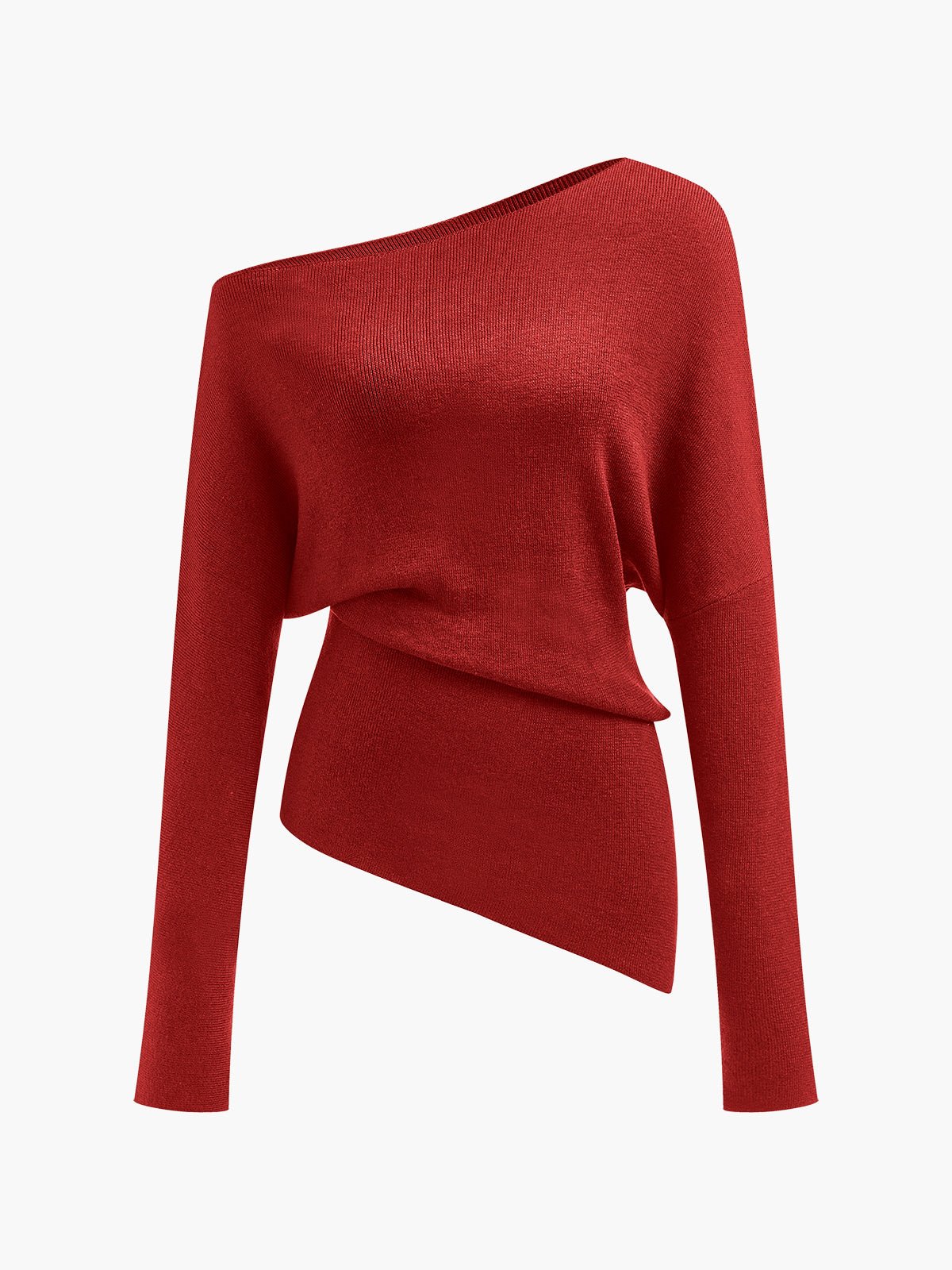 Women's Wool Asymmetrical Neck Knit Top | Cold Shoulder View 17