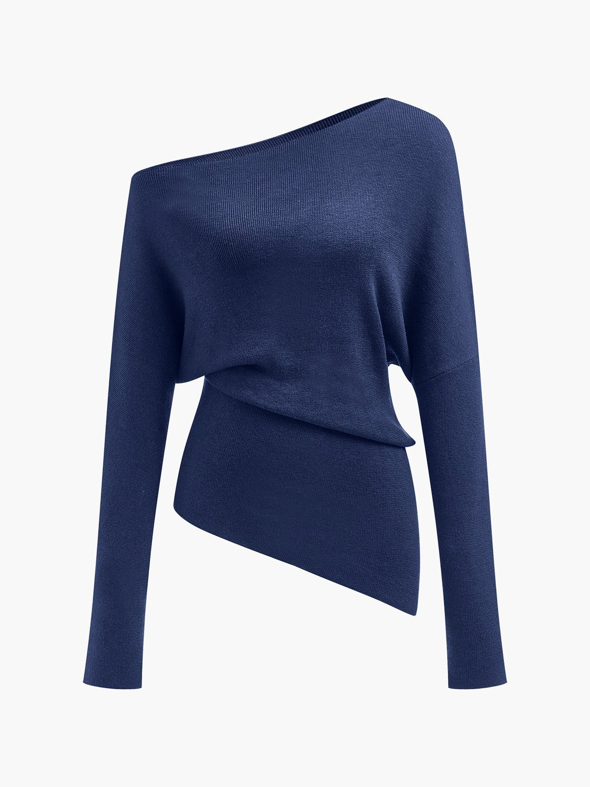 Women's Wool Asymmetrical Neck Knit Top | Cold Shoulder View 18