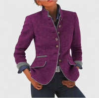 Women's Wool Blazer | Contrast Trim Tailored Fit Detail
