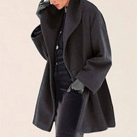 Women's Wool Blend Cocoon Coat | Draped Lapel Wrap Detail