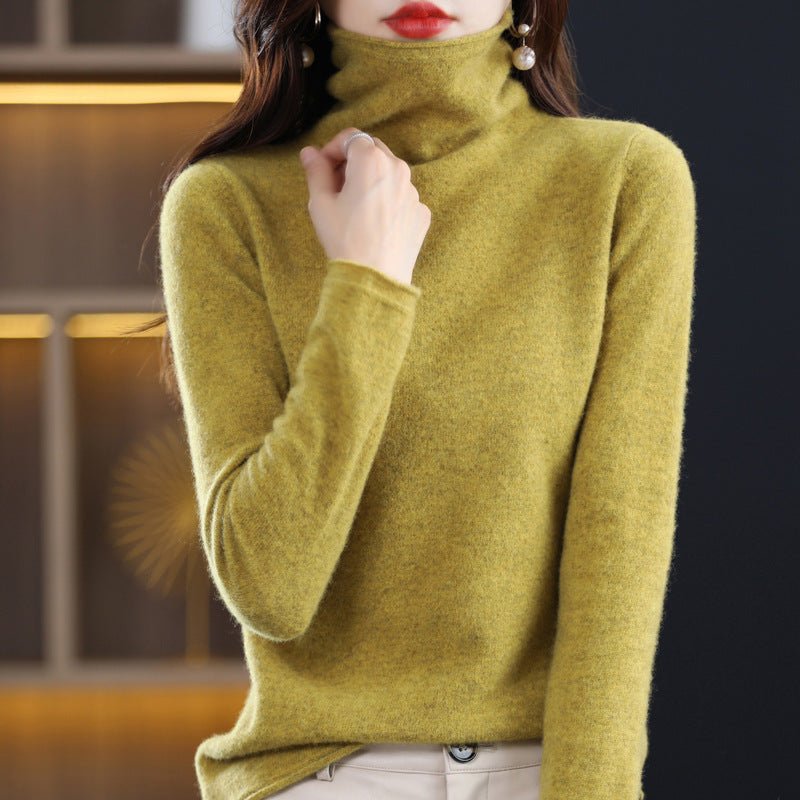 Women's Wool Blend Stacked Collar Sweater | Loose Fit Knit Close Up