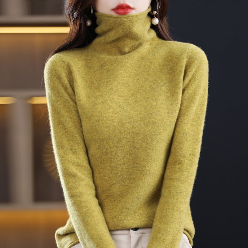 Women's Wool Blend Stacked Collar Sweater | Loose Fit Knit Full