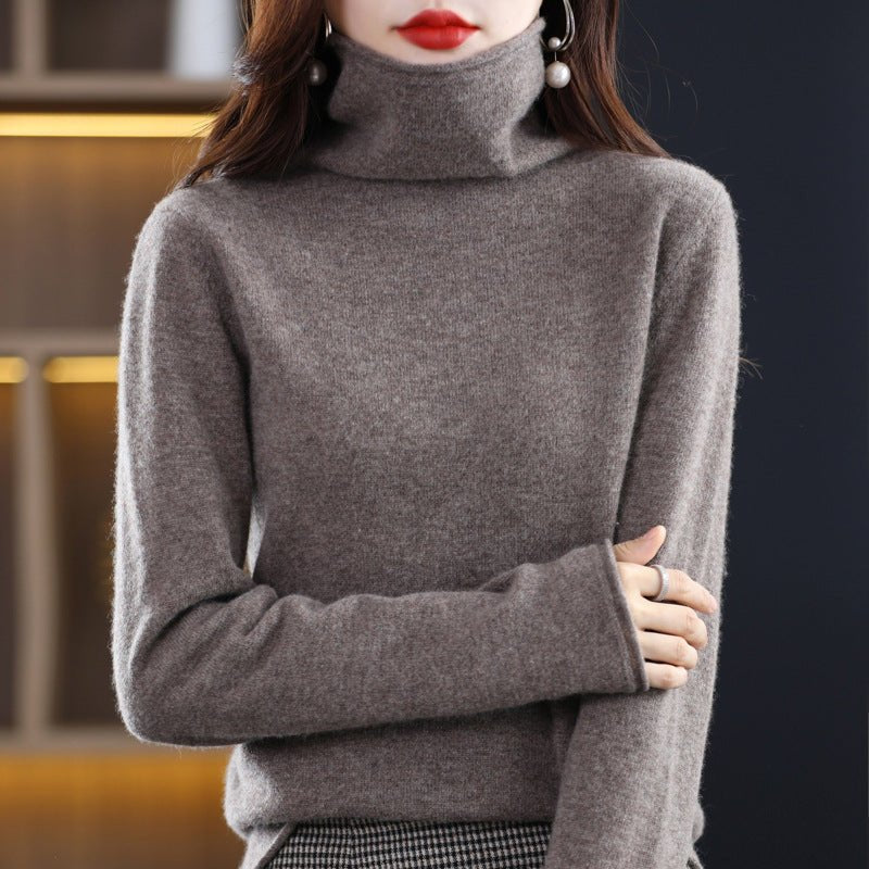 Women's Wool Blend Stacked Collar Sweater | Loose Fit Knit Hero
