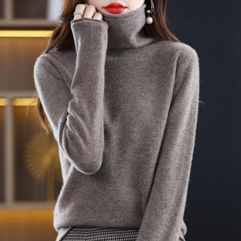 Women's Wool Blend Stacked Collar Sweater | Loose Fit Knit Lifestyle