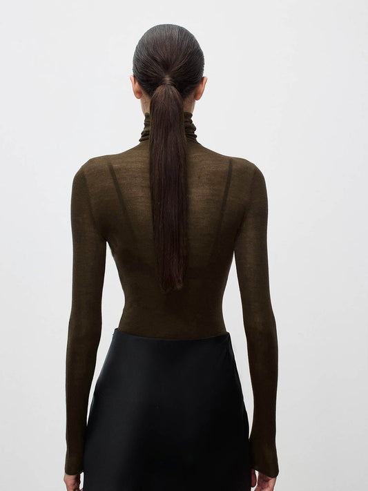 Women's Wool-Blend Turtleneck Sheer Sweater Front