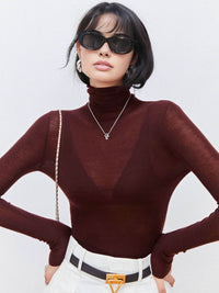Women's Wool-Blend Turtleneck Sheer Sweater Lifestyle
