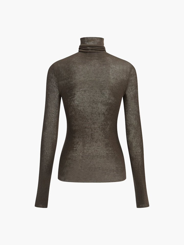 Women's Wool-Blend Turtleneck Sheer Sweater View 12