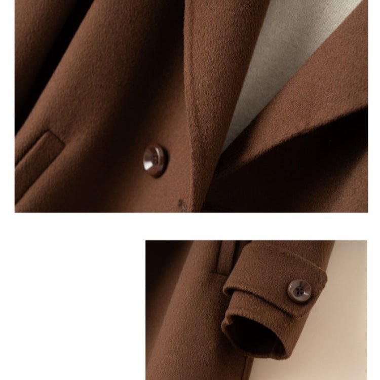 Women's Wool One-Button Coat | Notched Lapel Tailored Fit Angle