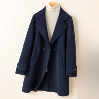 Women's Wool One-Button Coat | Notched Lapel Tailored Fit Detail