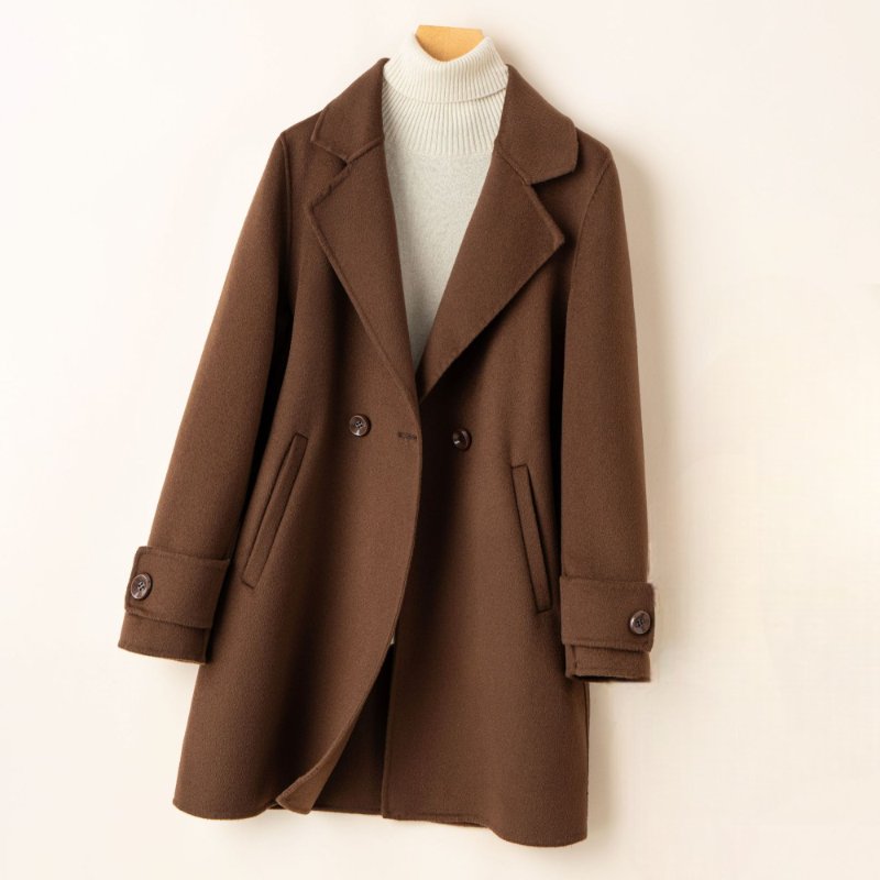 Women's Wool One-Button Coat | Notched Lapel Tailored Fit Front