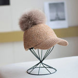 Women's Wool Pom Cap | Faux Fur Alpine Beanie