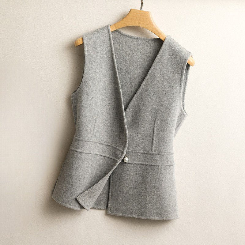 Women's Wrap Front Knit Vest | V-Neck Tailored Fit Detail