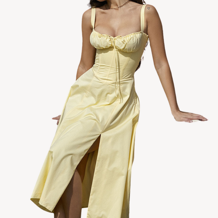 Damen Ärmelloses Blumen-Midikleid | Vestea