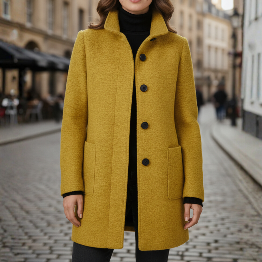 Damenmantel aus Polyester mit schwarzen Knöpfen | Vestea