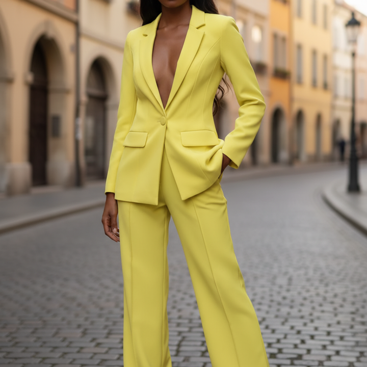 Damen Anzug Blazer mit Palazzo Hose Elegant | Vestea