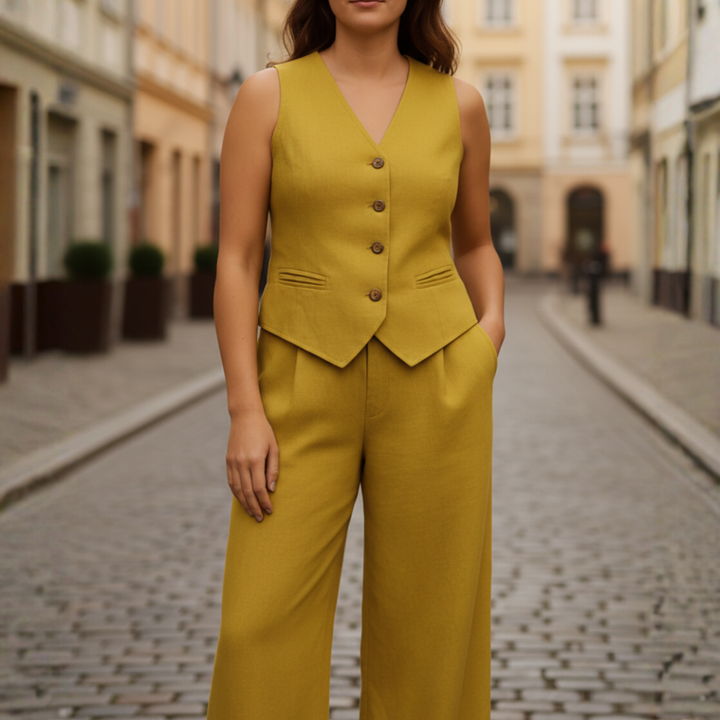 Komplett-Set für Damen aus Polyester mit Weste und Hose | Vestea