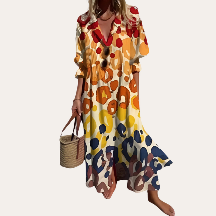 Maxikleid Boho Blumen Langarm Damen | Vestea